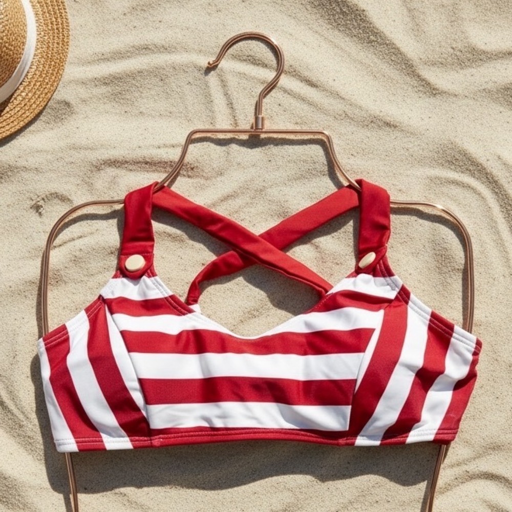 CUPSHE‎ Red & White Stripe Buttoned Bikini Set | NWT – SIZE S - Picture 7 of 11